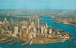 CPM New York City Aerial View of Lower Manhattan