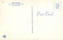 CPM Public Library 5 th Avenue and 42nd Street New York City