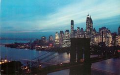 CPM Nightfall in Lower Manhattan with Brooklyn Bridge New York City