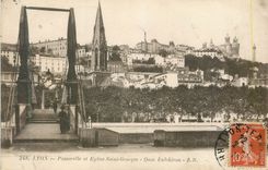 CPA Lyon Passerelle et Eglise Saint Georges Quai Eulchiron