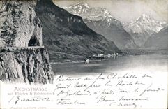 CPA Suisse Axenstrasse gesetztes Fluelen u Bristenstock