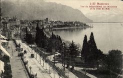 Swiss CPA Montreux Seen of the de luxe hotel Hotel on Montreux and dent du midi