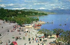 CPA Suisse Lausanne Ouchy Ses quais et les Alpes vaudoises