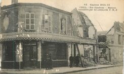 CPA Guerre 1914 1915 Creil Rue Gambetta Maisons Incendiees Militaria