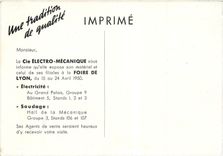 CPM Renouveau dans le Technique La Cie Electro Mecanique vous informe qu elle expose son materiel et celui des ses filia