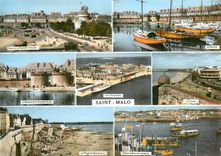 CPM Saint Malo Cite Corsaire Vue sur la Porte St Vincent Le bassin Bateaux
