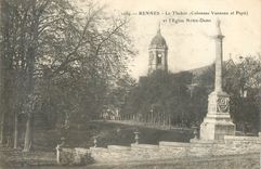 CPA 1056 rennes le thabor(colonnes vanneau et papu) et l eglise notre dame