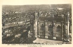 CPA 180 lyon notre dame de fourviere vue sur lyon et la jonction du rhone et de la saone
