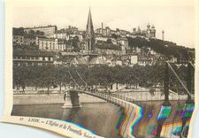 CPA 11 lyon l eglise et la passerelle