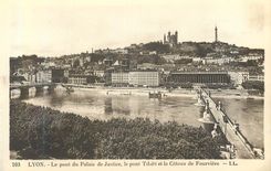 CPA 103 lyon le pont du palais de justice le pont tilsill et le coteau de fourviere