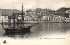 Menton - die Port- und alte Stadt - Boot - CPA