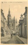 CPA Tournai Le Beffroi et la Rue Saint Martin