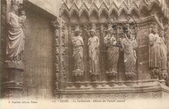 CPA 277 reims la cathedrale details du portail central