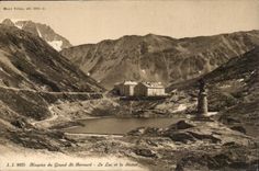 CPA Old people's home of Large St Bernard the lake and Statue