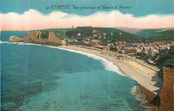 CPA Etretat Vue Generale et Falaise d'Amont