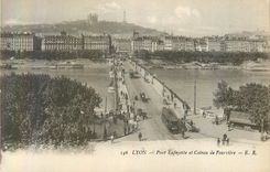 CPA Lyon Pont Lafayette et Coteau de Fourviere Tramway