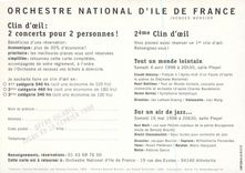 CPM Orchestre National d'Ile de France 2 Concert pour 2 personnes Jacques Mercier