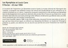 CPM Les Nympheas et Louis Cane 9 Fevrier 23 mai 1994 Musee de l'Orangerie des Tuileries