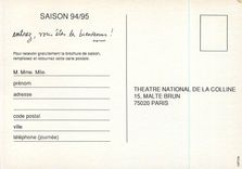 CPM Theatre National de la Colline Abonnez Vous Rue Malte Brun Mirozek L'amour en Crimee Dostoievski a la plage Weingert