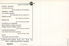 CPM Opera Saison 96 97 L'Ultima Recital Le Music Hall du Lundi La Pepiniere
