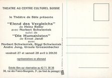 CPM Theatre au Centre Culturel Suisse Elend des Vergleichs Heinz Reber Norbert Schwientek