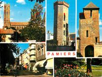 CPM Pamiers La Cathedrale St Antonin (XIVe Siecle) les Anciennes Tours La Place de la Republique