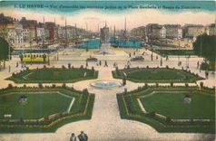 CPA Le Havre Vue d'Ensemble des Nouveaux Jardins de la Place Gambetta Tramway Bateaux