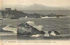 CPA Biarritz Vue vers le Rocher de la Vierge et la Cote d'Espagne
