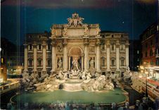 CPM Roma La Fontaine de Trevi Nocturne