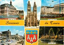 CPA Souvenir de Tours (Indre et Loire) Hotel de ville Palais de justice Rue Nationale Panier fleuri