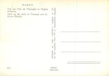 CPM Nancy Vue sur L'Arc de Triomphe et l'Eglise St Epvre