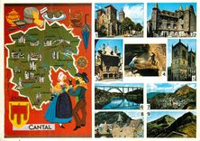 CPM le Cantal Mauriac Salers Aurillac Chaudes Aigues Saint Flour Garabit Murat Vic sur Cere Le Puy Mary