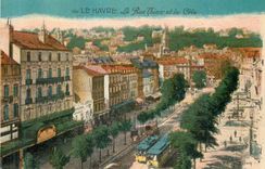 CPA Le Havre la rue thiers et la cote Tramway