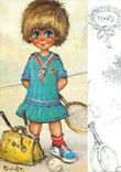 CPM Bandes Dessinées Fille Tennis