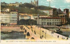 CPA Lyon Pont Tilsitt Cathedrale Saint Jean et Coteau de Fourviere 