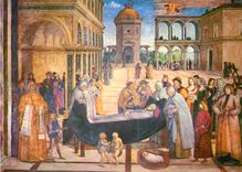 CPM Roma S Maria in Aracoeli Pinturicchio Funerailles de S Bernardin de Sienne (s XV)