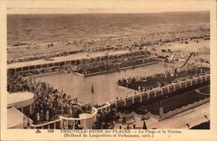 Trouville Queen of beaches CPA the beach and the psicine (Brillaud de Laujardiere and Puthomme)
