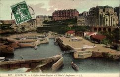Biarritz CPA the church Sainte Eugenie and the hotel of England