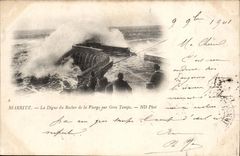 Biarritz CPA the dam of the rock of the virgin by heavy weather