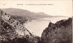 Menton CPA Vue generale prise de la frontiere italienne