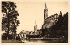 Lourdes CPA View on the basilica and the strong castle