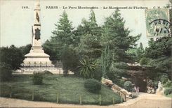Paris CPA the Montsouris park the monument of Flatters