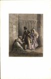 CPA Illustree Couple et mendiante Tres beau document