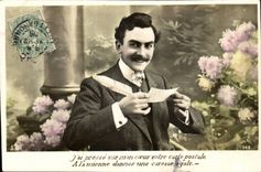 Fantasy - Man - J have press on my heart your postcard With the mienne give an equal caress - CPA