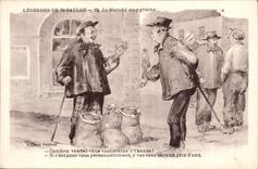 Agriculture Humor Market with the Seeds Legends of St Saulge - How much sell go themselves oats this year - CPA