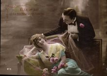 Fantaisie - Couple - Ele et Lui Le Bonheur c'est l'amitie - CPA 