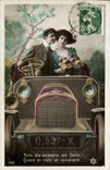 CPA FAntaisie Couple Faire des serments est facile (femme automobile)