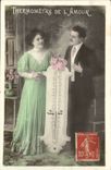 CPA FAntaisie Couple Tehrmometre de l'amour 