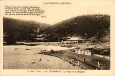 CPA Auvergne Lake Chambon the beach and its bathers