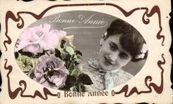 CPA Fantasy Happy New Year Woman and flowers